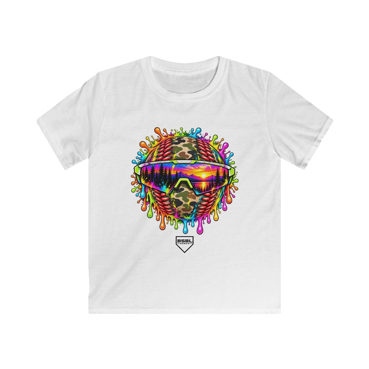 Kids Tee — Camo Sunset Baseball