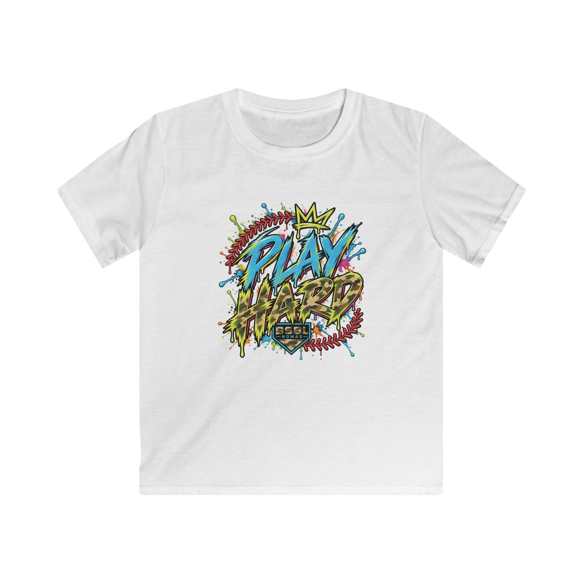 Youth Play Hard Camo Tee