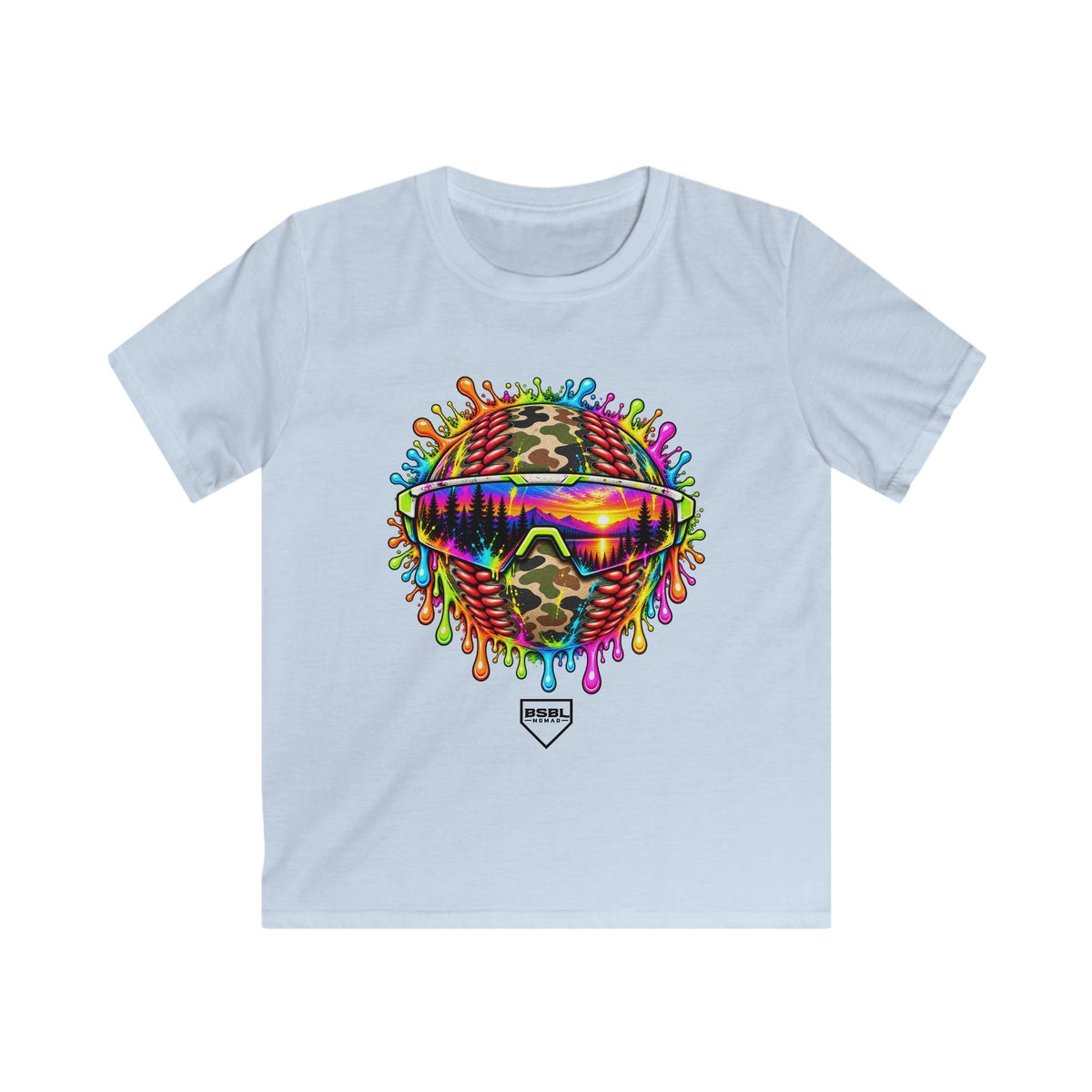 Kids Tee — Camo Sunset Baseball